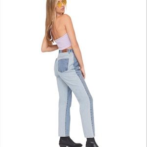 Nasty Gal Color Block Straight Leg Jeans
